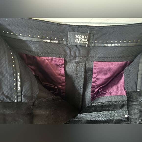 Sale!! 🤩🤩🤩NWT SCOTCH & SODA Black Velvet high-rise flared  trousers 29/32 - Picture 10 of 10